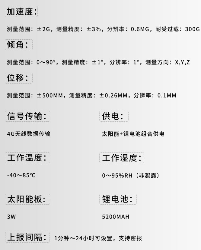 地質(zhì)災(zāi)害監(jiān)測(cè)預(yù)警系統(tǒng)技術(shù)參數(shù)